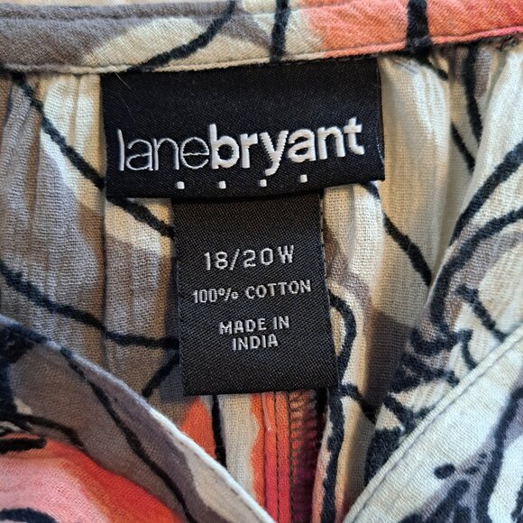 Lane Bryant Gray Pink Floral Peplum Blouse Plus Size 18/20 - Picture 5 of 5